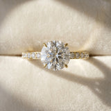 Yellow gold Round Cut Diamond Solitaire Engagement Ring with Pavé Band and Four-Prong Setting_61