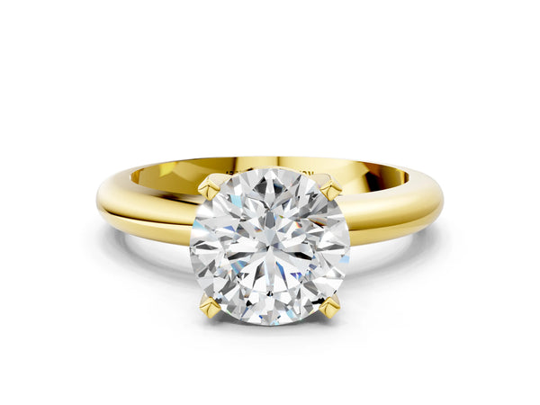 14K Yellow Gold 2.01 Carat F VS1 Round Diamond Solitaire Engagement Ring with Round Band and Four-Prong Setting