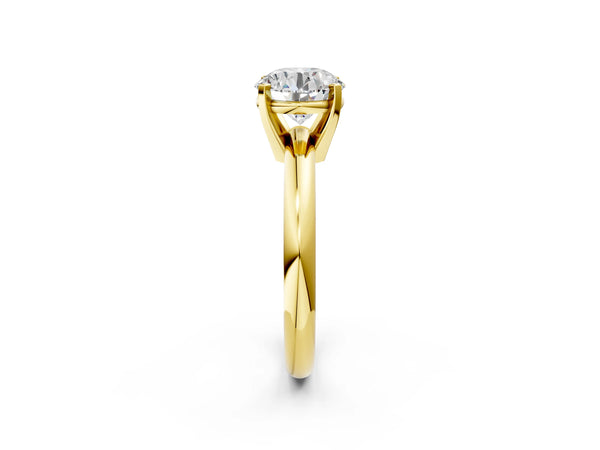 10K Yellow Gold 0.33 Carat D VS1 Round Diamond Solitaire Engagement Ring with Round Band and Four-Prong Setting