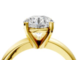 14K Yellow Gold 2.01 Carat F VS1 Round Diamond Solitaire Engagement Ring with Round Band and Four-Prong Setting