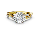 Yellow gold Round Cut Diamond Solitaire Engagement Ring with Twisted Pavé Band and Four-Prong Setting_55