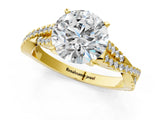 Yellow gold Round Cut Diamond Solitaire Engagement Ring with Twisted Pavé Band and Four-Prong Setting_56