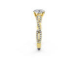 Yellow gold Round Cut Diamond Solitaire Engagement Ring with Twisted Pavé Band and Four-Prong Setting_57