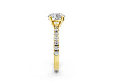 Yellow gold Round Cut Diamond Solitaire Pavé Engagement Ring with Round Band and Prong Setting_16