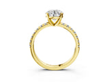 Yellow gold Round Cut Diamond Solitaire Pavé Engagement Ring with Round Band and Prong Setting_17