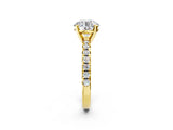 Yellow gold Round Cut Diamond Solitaire Pavé Engagement Ring with Round Band and Prong Setting_64