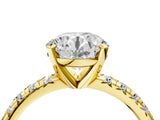 Yellow gold Round Cut Diamond Solitaire Pavé Engagement Ring with Round Band and Prong Setting_66