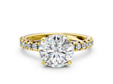 Yellow gold Round Cut Diamond Solitaire Pavé Engagement Ring with Round Band and Prong Setting_80