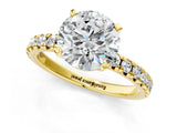 Yellow gold Round Cut Diamond Solitaire Pavé Engagement Ring with Round Band and Prong Setting_81