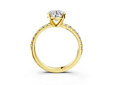 Yellow gold Round Cut Diamond Solitaire Pavé Engagement Ring with Round Band and Prong Setting_83