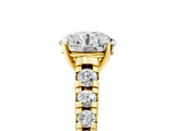 Yellow gold Round Cut Diamond Solitaire Ring with Cathedral Setting and Pavé Band_153