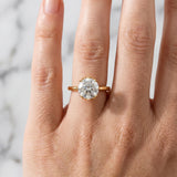 Yellow gold Round Cut Diamond Solitaire Ring with Flower Prong Setting and Classic Band_232