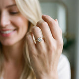 Yellow gold Round Cut Diamond Solitaire Ring with Flower Prong Setting and Classic Band_234