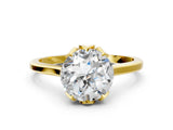 Yellow gold Round Cut Diamond Solitaire Ring with Flower Prong Setting and Classic Band_24