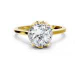 Yellow gold Round Cut Diamond Solitaire Ring with Flower Prong Setting and Classic Band_48