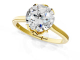 Yellow gold Round Cut Diamond Solitaire Ring with Flower Prong Setting and Classic Band_49