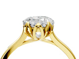 Yellow gold Round Cut Diamond Solitaire Ring with Flower Prong Setting and Classic Band_52