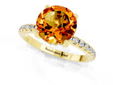 Yellow gold Round Cut Diamond Solitaire Ring with Four-Prong Setting and Pavé Band_1