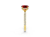 Yellow gold Round Cut Diamond Solitaire Ring with Four-Prong Setting and Pavé Band_2