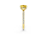 Yellow gold Round Cut Diamond Solitaire Ring with Four-Prong Setting and Pavé Band_2