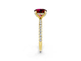 Yellow gold Round Cut Diamond Solitaire Ring with Four-Prong Setting and Pavé Band_2
