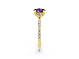 Yellow gold Round Cut Diamond Solitaire Ring with Four-Prong Setting and Pavé Band_2