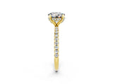 Yellow gold Round Cut Diamond Solitaire Ring with Four-Prong Setting and Pavé Band_2