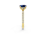 Yellow gold Round Cut Diamond Solitaire Ring with Four-Prong Setting and Pavé Band_2