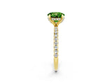 Yellow gold Round Cut Diamond Solitaire Ring with Four-Prong Setting and Pavé Band_2