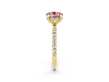 Yellow gold Round Cut Diamond Solitaire Ring with Four-Prong Setting and Pavé Band_2