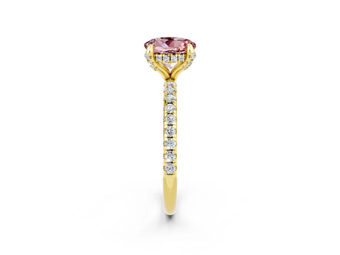 Yellow gold Round Cut Diamond Solitaire Ring with Four-Prong Setting and Pavé Band_2