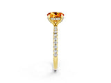 Yellow gold Round Cut Diamond Solitaire Ring with Four-Prong Setting and Pavé Band_2