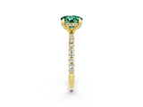 Yellow gold Round Cut Diamond Solitaire Ring with Four-Prong Setting and Pavé Band_2