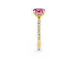 Yellow gold Round Cut Diamond Solitaire Ring with Four-Prong Setting and Pavé Band_2