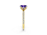 Yellow gold Round Cut Diamond Solitaire Ring with Four-Prong Setting and Pavé Band_2