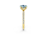 Yellow gold Round Cut Diamond Solitaire Ring with Four-Prong Setting and Pavé Band_2