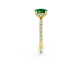 Yellow gold Round Cut Diamond Solitaire Ring with Four-Prong Setting and Pavé Band_2