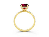 Yellow gold Round Cut Diamond Solitaire Ring with Four-Prong Setting and Pavé Band_3