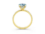 Yellow gold Round Cut Diamond Solitaire Ring with Four-Prong Setting and Pavé Band_3