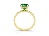 Yellow gold Round Cut Diamond Solitaire Ring with Four-Prong Setting and Pavé Band_3