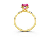 Yellow gold Round Cut Diamond Solitaire Ring with Four-Prong Setting and Pavé Band_3