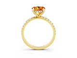 Yellow gold Round Cut Diamond Solitaire Ring with Four-Prong Setting and Pavé Band_3