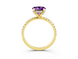 Yellow gold Round Cut Diamond Solitaire Ring with Four-Prong Setting and Pavé Band_3