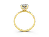 Yellow gold Round Cut Diamond Solitaire Ring with Four-Prong Setting and Pavé Band_3