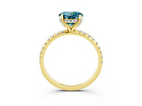 Yellow gold Round Cut Diamond Solitaire Ring with Four-Prong Setting and Pavé Band_3