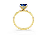 Yellow gold Round Cut Diamond Solitaire Ring with Four-Prong Setting and Pavé Band_3