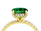 Yellow gold Round Cut Diamond Solitaire Ring with Four-Prong Setting and Pavé Band_4
