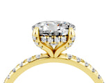 Yellow gold Round Cut Diamond Solitaire Ring with Four-Prong Setting and Pavé Band_4