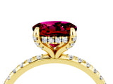 Yellow gold Round Cut Diamond Solitaire Ring with Four-Prong Setting and Pavé Band_4