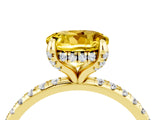 Yellow gold Round Cut Diamond Solitaire Ring with Four-Prong Setting and Pavé Band_4